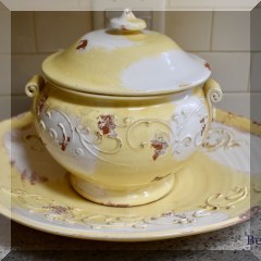 K01. Soup Tureen and platter platter. 17”x15” Soup tureen alone is 10” high - $32